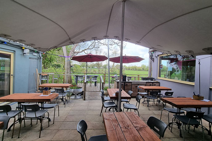 The outdoor seating at The Sheppey in Somerset