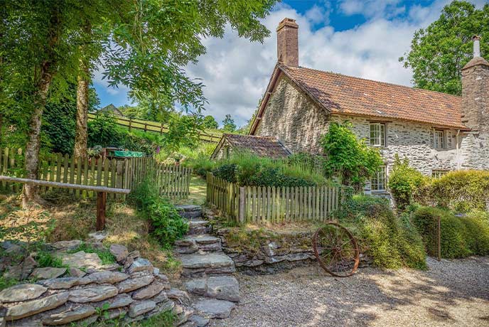 The storybook exterior of Week Cottage in Somerset
