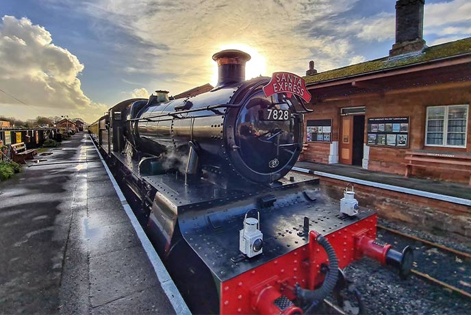 The classic Santa Express steam train at West Somerset Railway