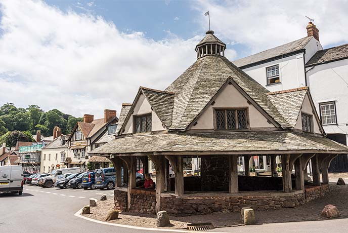 The iconic, octagonal yarn market in Dunster