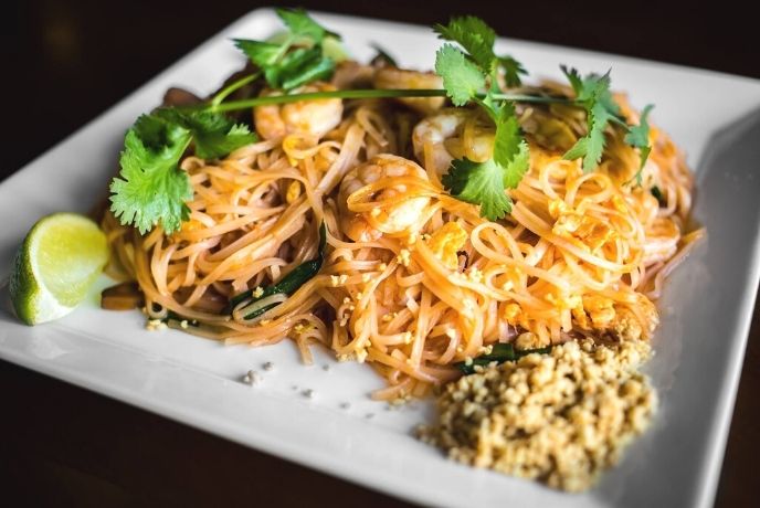 A noodle dish at the Thai Orchid in Battle
