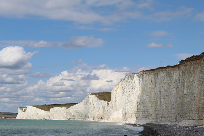 The towering white chalk cliffs at Birling Gap