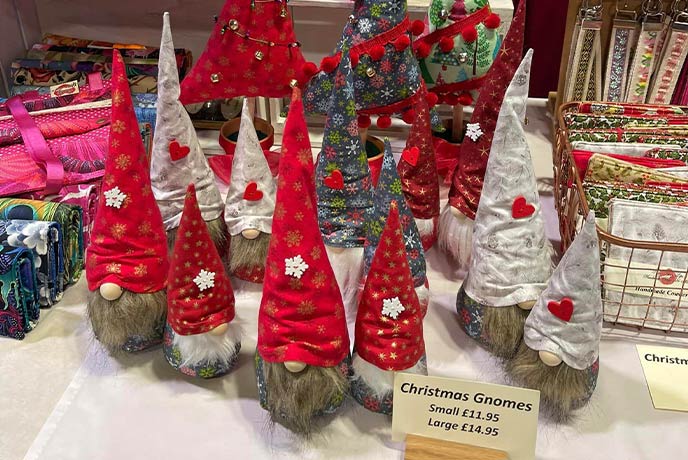 A selection of Christmas gnomes at Chichester Christmas Market