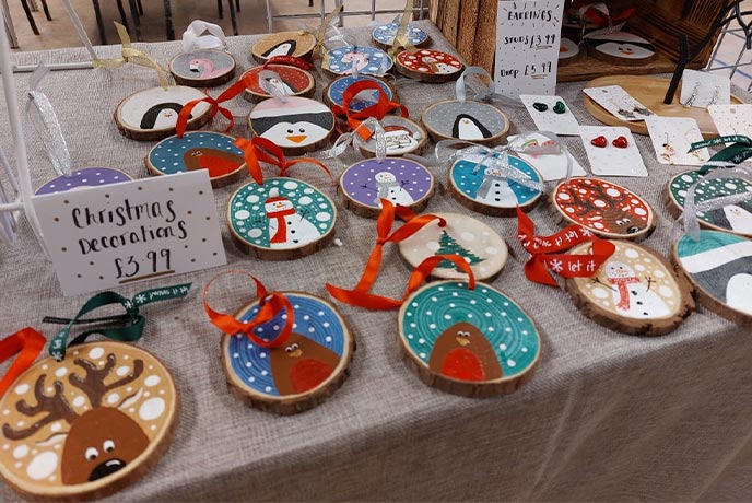A  selection of Christmas decorations at the Wadhurst Christmas Market