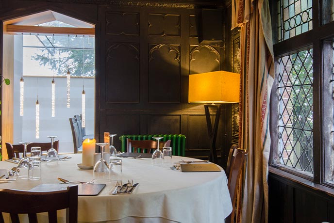 The cosy dining room at The Middle House restaurant in Sussex