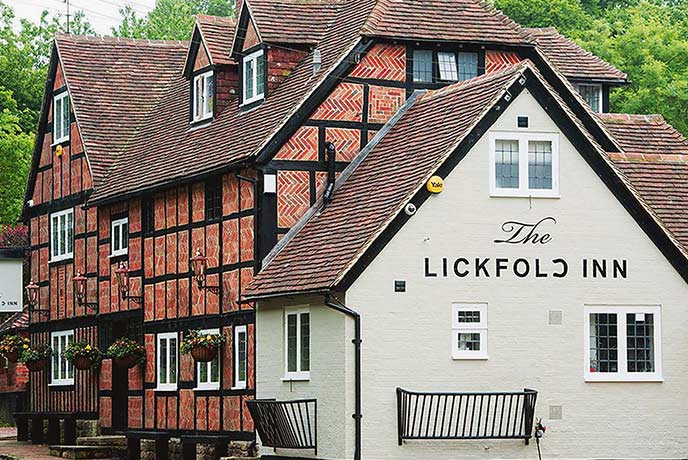 The red-bricked exterior of The Lickfold Inn