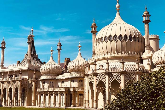The almost Taj Mahal like exterior of the Royal Pavilion in Brighton