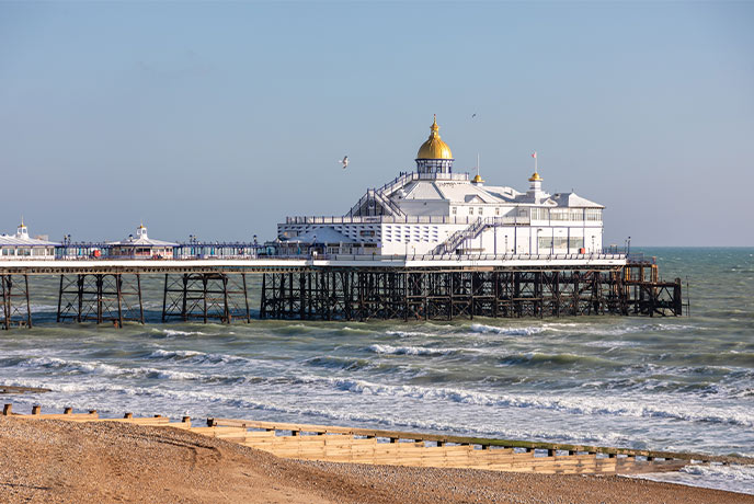 Eastbourne Pier jutting out above the sea