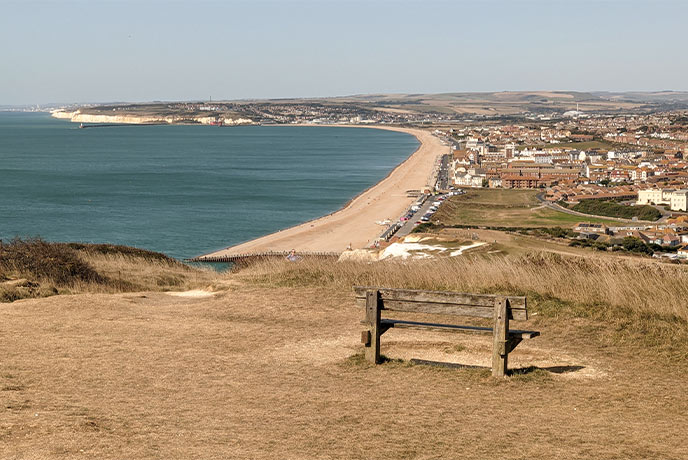 The sprawling town of Seaford and its beach in East Sussex