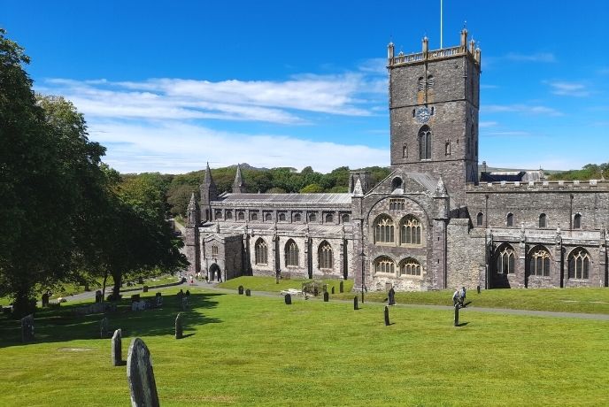 St Davids Cathedral on a sunny day