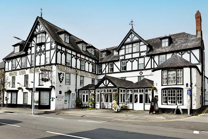 The impressive Tudor style White Lion inn in Bala