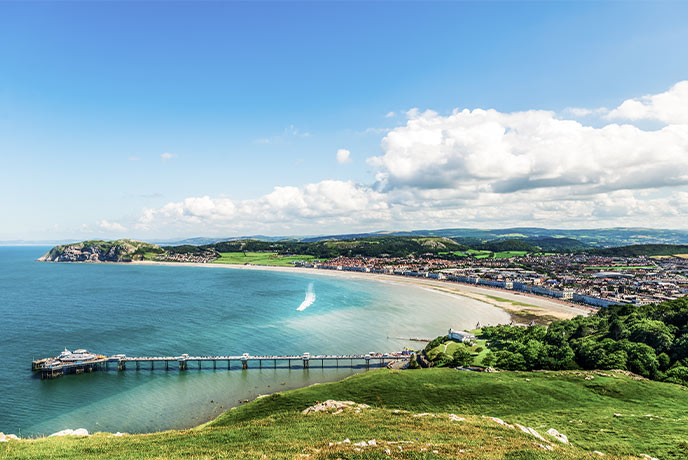 The beautiful bay, beach and town of Llandudno in North Wales