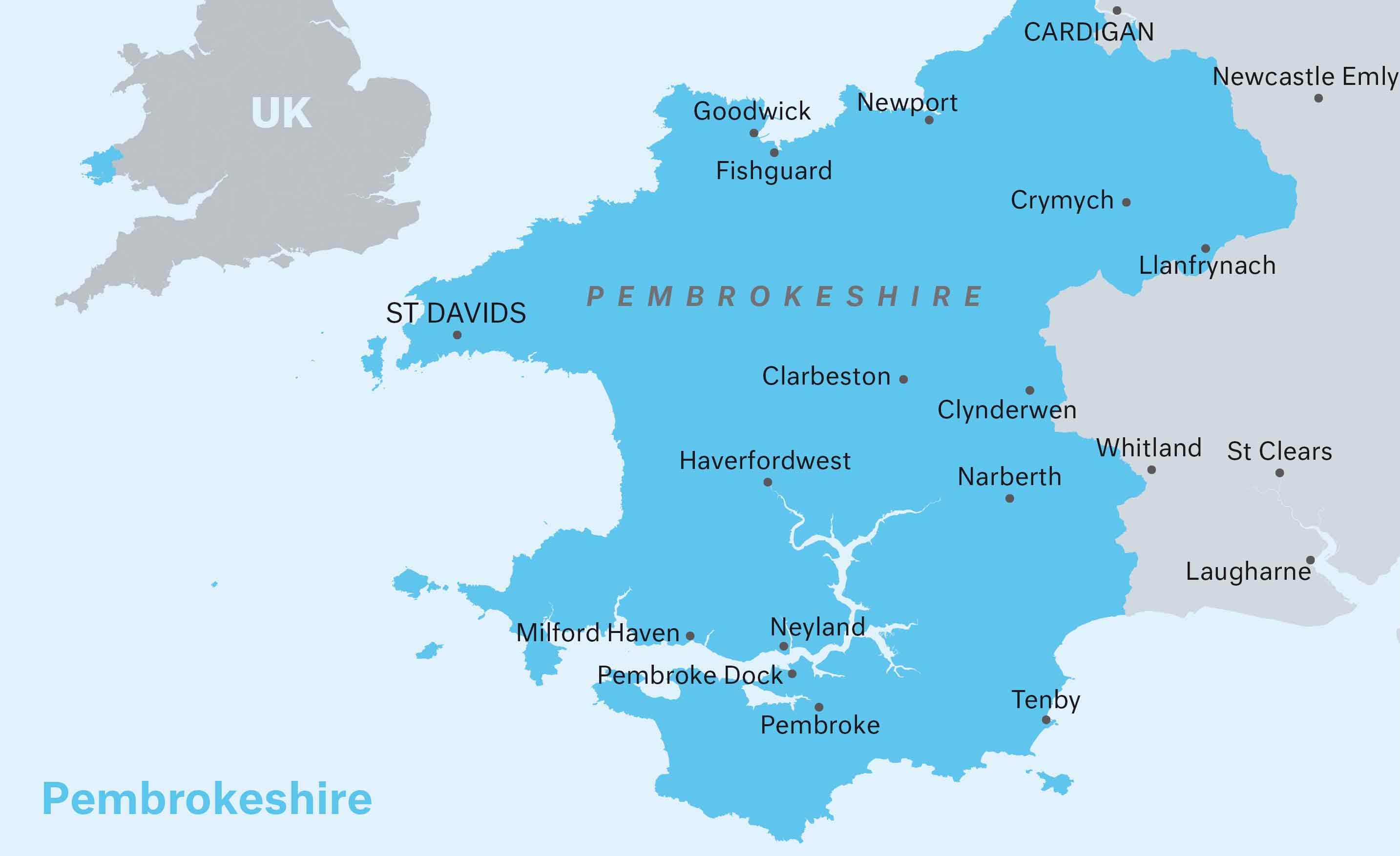 A map of Pembrokeshire