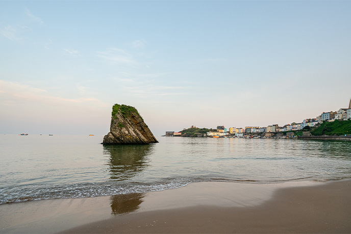 Golden sands and still waters at one of Tenby's beaches