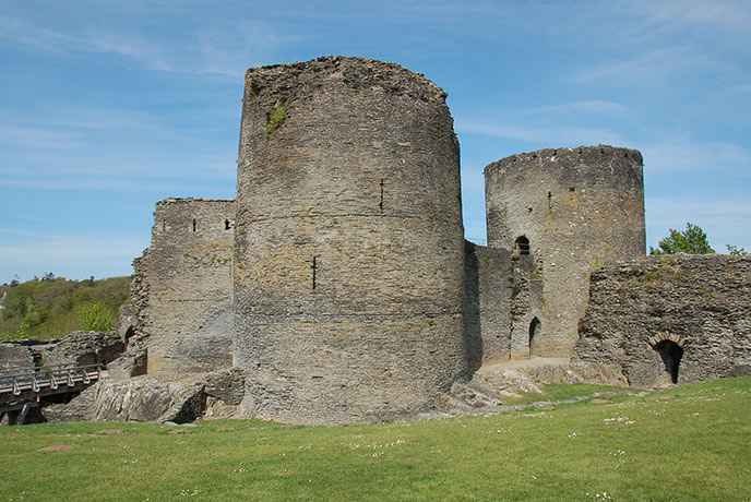 Two round towers make up the ruins of Cilgerran Castle in Pembrokeshire