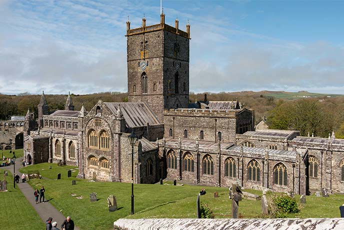 The beautiful St Davids Cathedral in winter