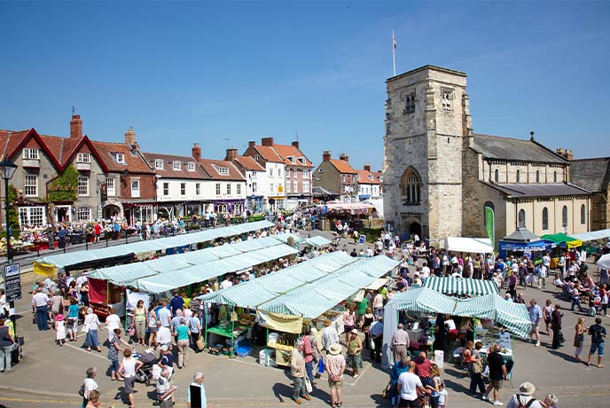 Lots of stalls fill up the town centre during the Malton Food Lovers Festival