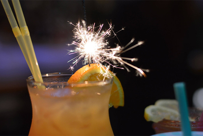 A cocktail with a sparkler in at El Gringos in Malton