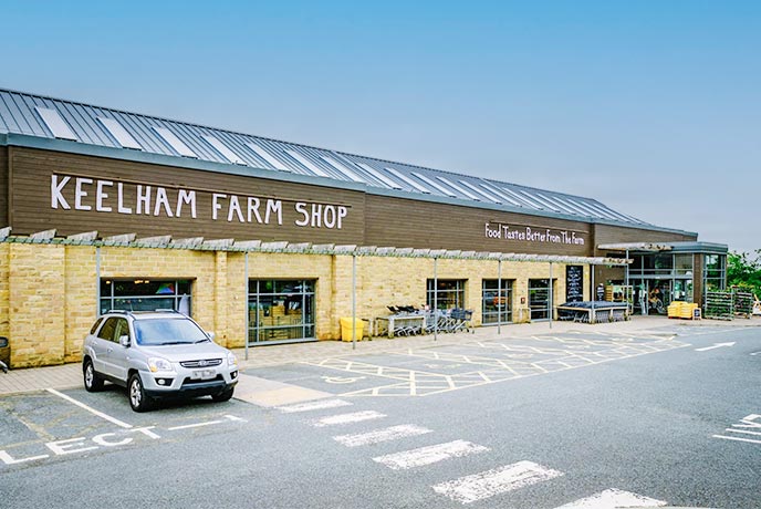 The long building of Keelham Farm Shop in Yorkshire