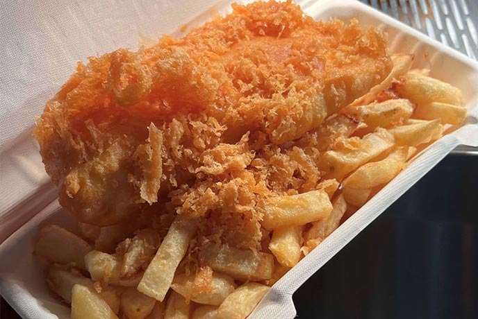 A takeaway fish and chips from Excelsior Fisheries in Yorkshire