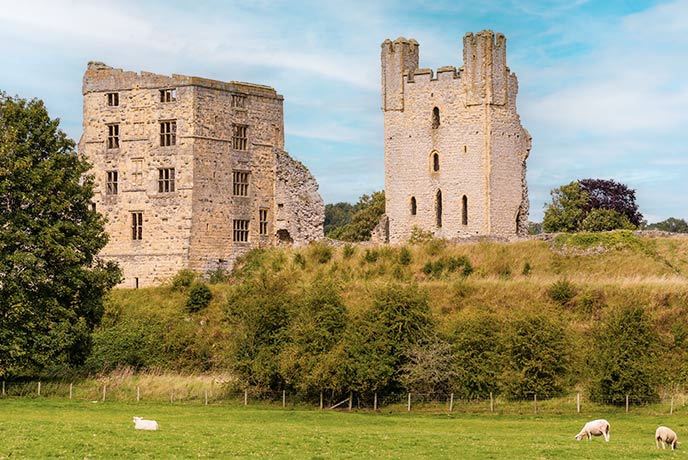 The ruins of Helmsley Castle in Yorkshire