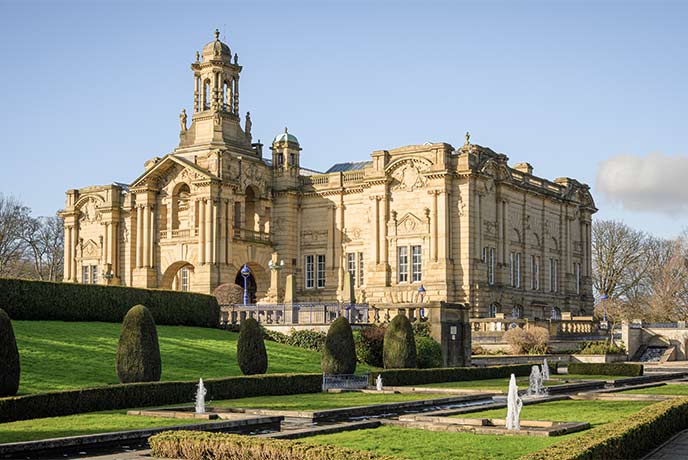 The historic house and beautiful gardens at Cartwright Hall in Yorkshire