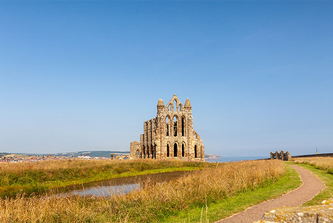 The dramatic ruins of Whitby Abbey in Yorkshire