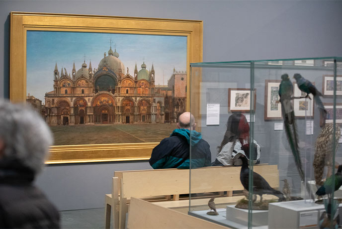 People looking at paintings at the Millennium Gallery in Yorkshire