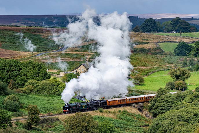 One of the many amazing steam trains travelling along the North Yorkshire Moors Railway