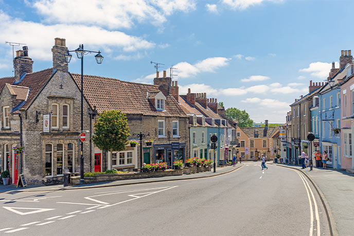 The beautiful town of Malton in Yorkshire with colourful buildings